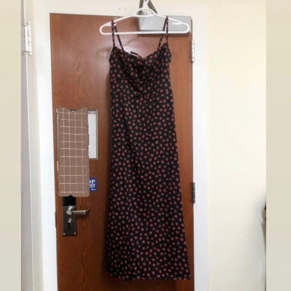 Black Rose Floral Milkmaid Tie Front Midi Dress